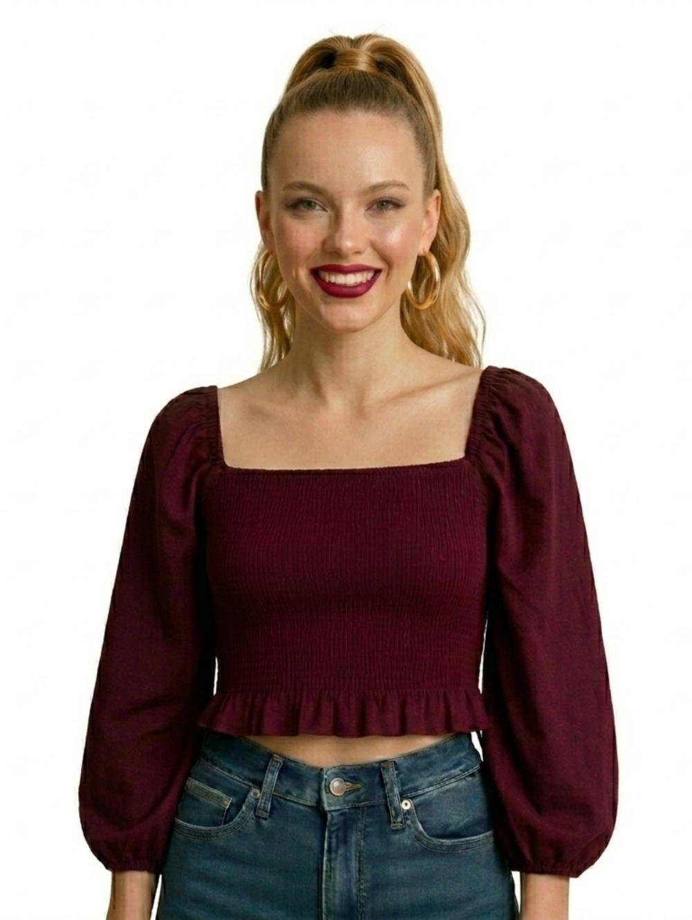 Farm Rio Purple Long Sleeve Top - Size P